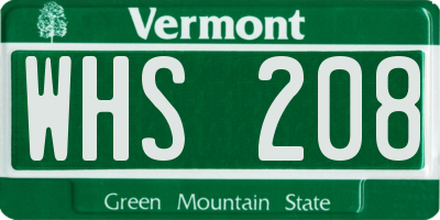 VT license plate WHS208
