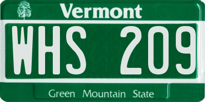 VT license plate WHS209