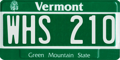 VT license plate WHS210