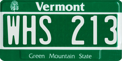 VT license plate WHS213