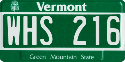 VT license plate WHS216