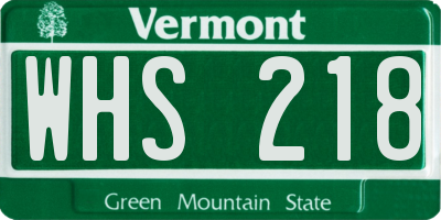 VT license plate WHS218