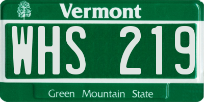 VT license plate WHS219