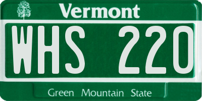 VT license plate WHS220