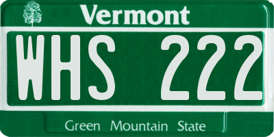 VT license plate WHS222