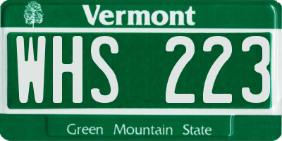 VT license plate WHS223