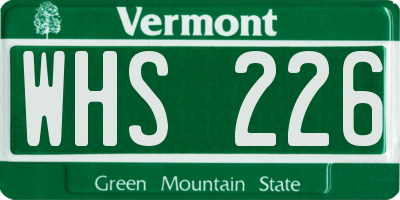 VT license plate WHS226
