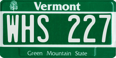 VT license plate WHS227