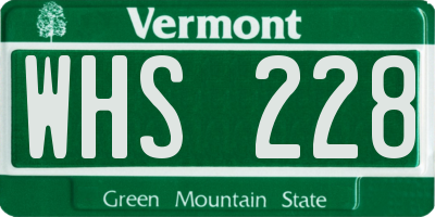 VT license plate WHS228