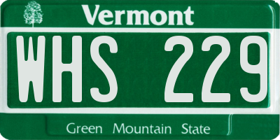 VT license plate WHS229