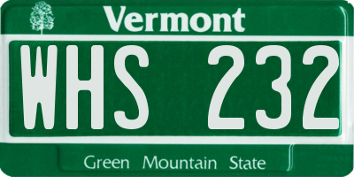VT license plate WHS232