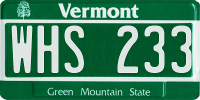 VT license plate WHS233