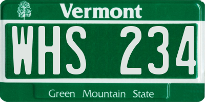 VT license plate WHS234
