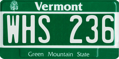 VT license plate WHS236