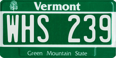 VT license plate WHS239