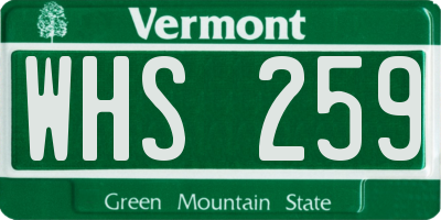 VT license plate WHS259
