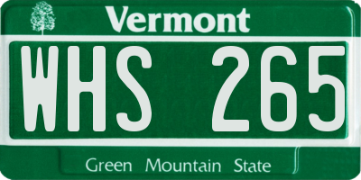 VT license plate WHS265