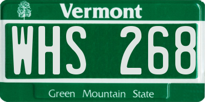 VT license plate WHS268