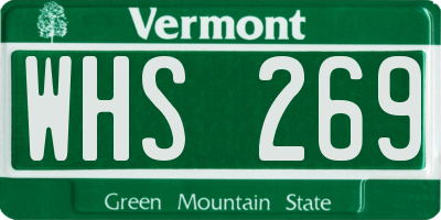 VT license plate WHS269