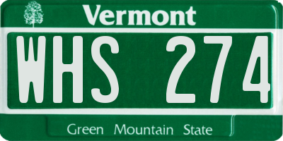 VT license plate WHS274