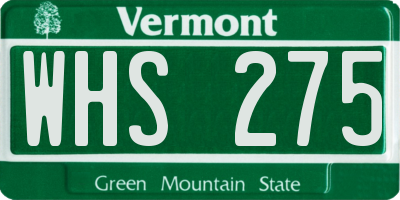 VT license plate WHS275