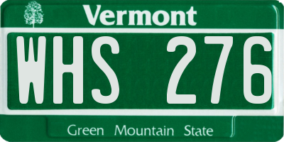 VT license plate WHS276