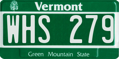 VT license plate WHS279