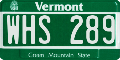 VT license plate WHS289