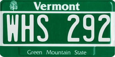 VT license plate WHS292