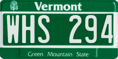 VT license plate WHS294