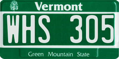 VT license plate WHS305
