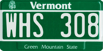 VT license plate WHS308