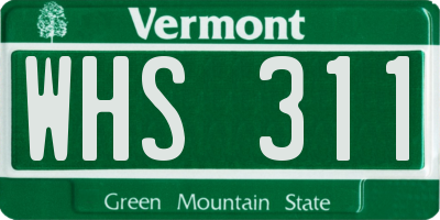 VT license plate WHS311