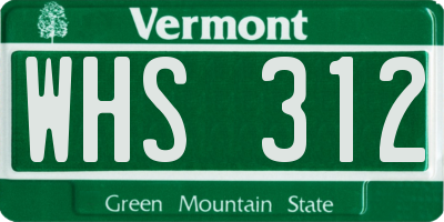 VT license plate WHS312