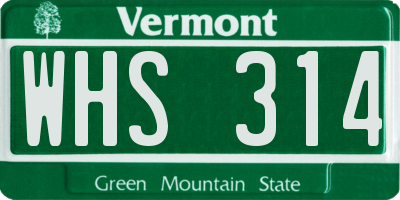 VT license plate WHS314