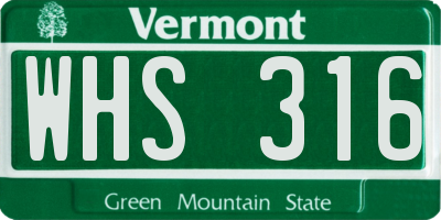 VT license plate WHS316