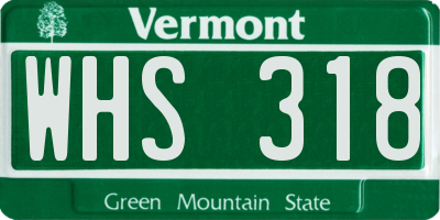 VT license plate WHS318