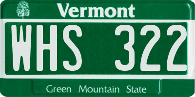 VT license plate WHS322