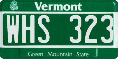 VT license plate WHS323