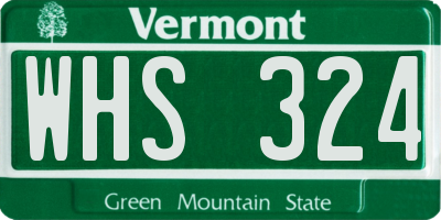 VT license plate WHS324