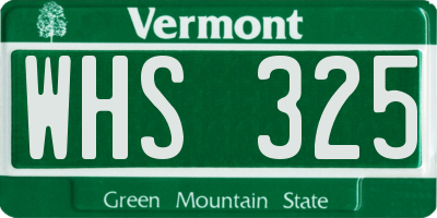VT license plate WHS325