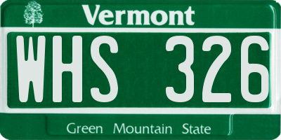 VT license plate WHS326