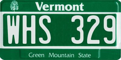 VT license plate WHS329