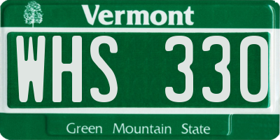 VT license plate WHS330