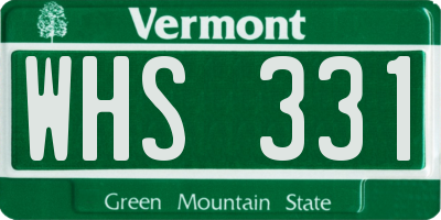 VT license plate WHS331