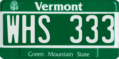 VT license plate WHS333