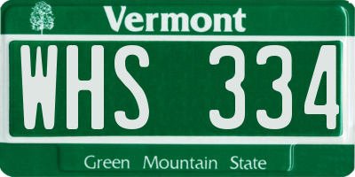 VT license plate WHS334