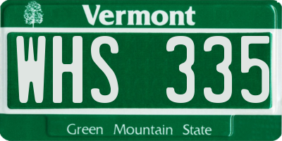 VT license plate WHS335