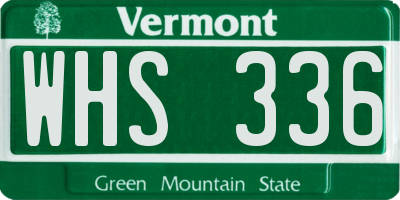 VT license plate WHS336