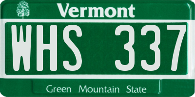 VT license plate WHS337